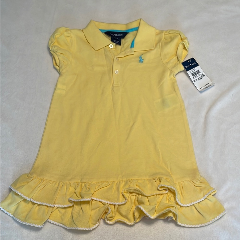 Ralph Lauren Yellow Polo Dress with Ruffle Hem